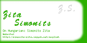 zita simonits business card